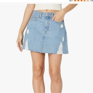 Trendy Blue Distressed Mini Skirt